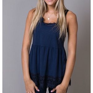 Babydoll cami with lace hem